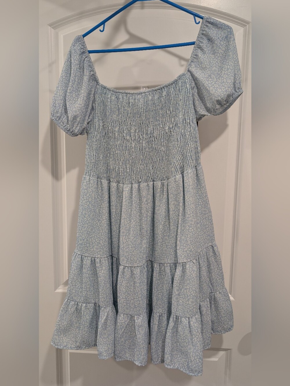 Altar'd State Light Blue Smocked Tiered Dress Size L - Picture 3 of 5
